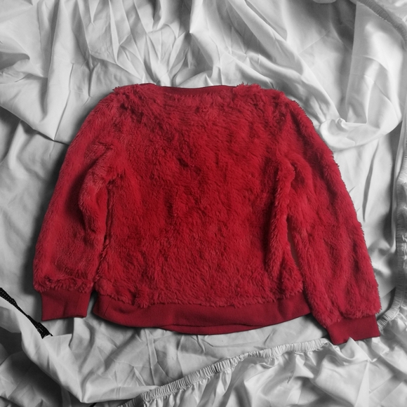 Btween Red Furry Unicorn Sweater for Girls - Picture 2 of 6